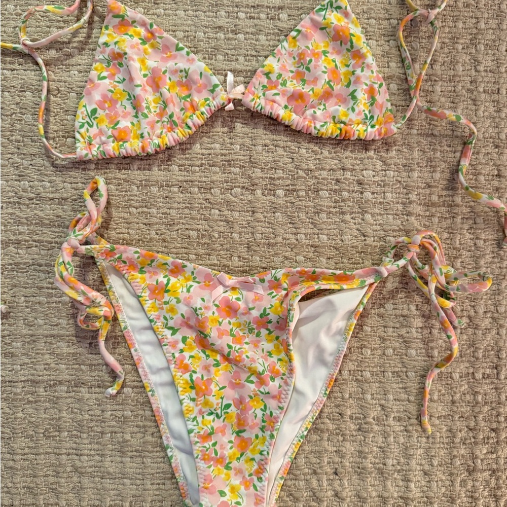 PacSun Floral Bikini Set - Pink and Orange